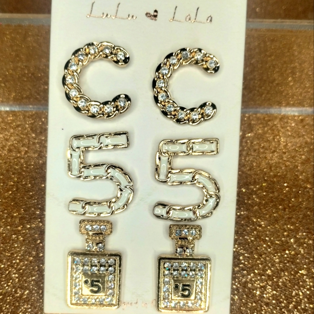 3 pair fashion stud earrings